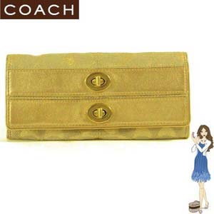 Coach(コーチ) スリム エンベローブ 長財布 ボニー ルーレックス タ-ンロック ゴールド 42787